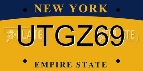 UTGZ69 New York License Plate