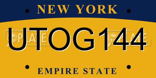 UTOG144 New York License Plate