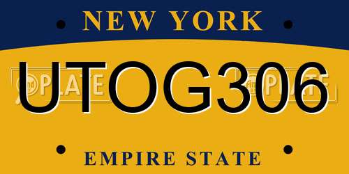 UTOG306 New York License Plate