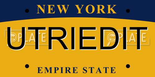 UTRIEDIT New York License Plate