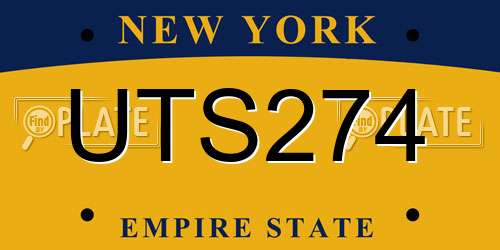 UTS274 New York License Plate