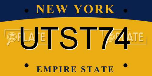 UTST74 New York License Plate