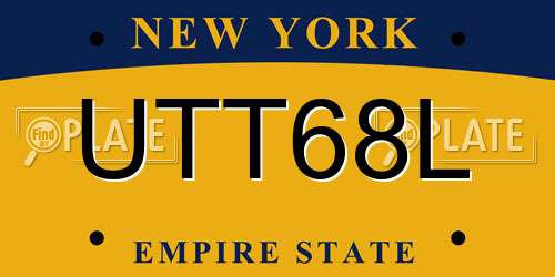 UTT68L New York License Plate