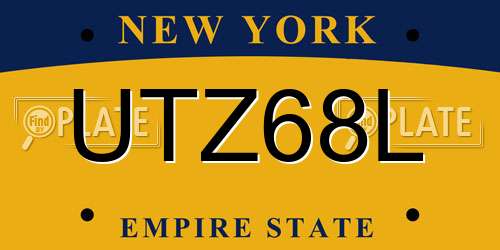 UTZ68L New York License Plate