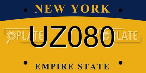 UZ080 New York License Plate