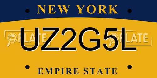 UZ2G5L New York License Plate