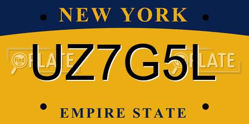 UZ7G5L New York License Plate