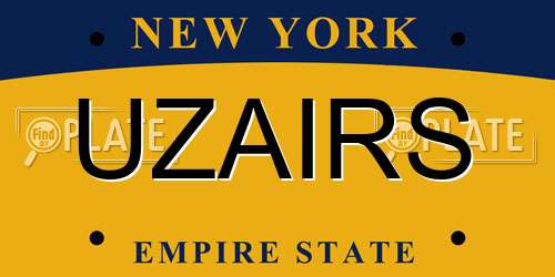 UZAIRS New York License Plate