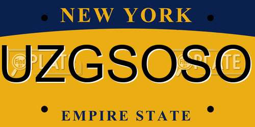 UZGSOSO New York License Plate