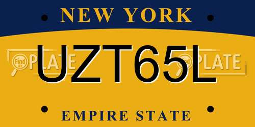 UZT65L New York License Plate