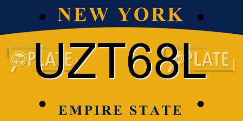 UZT68L New York License Plate