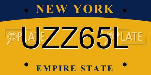 UZZ65L New York License Plate