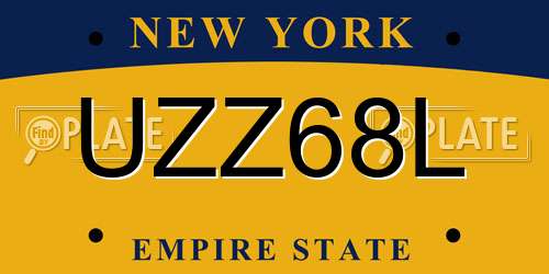 UZZ68L New York License Plate