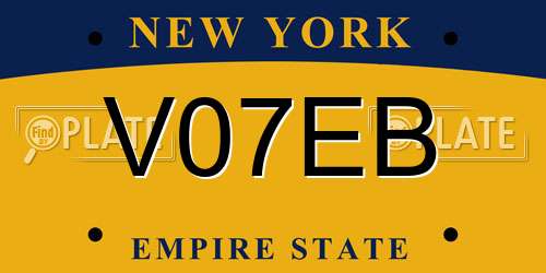 V07EB New York License Plate
