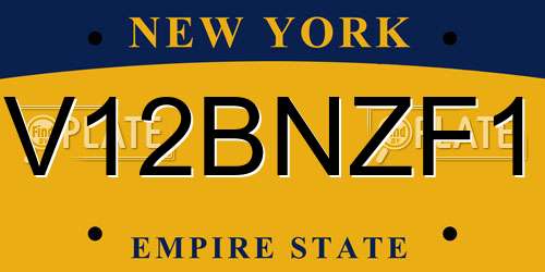 V12BNZF1 New York License Plate