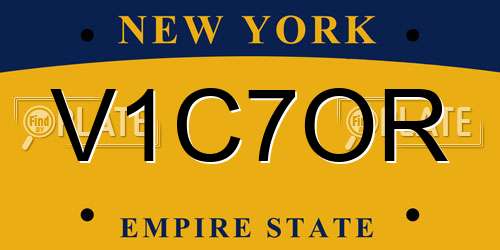 V1C7OR New York License Plate