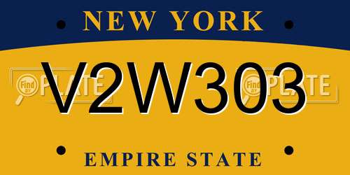 V2W303 New York License Plate