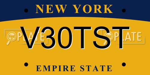 V30TST New York License Plate