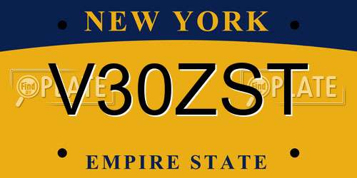 V30ZST New York License Plate