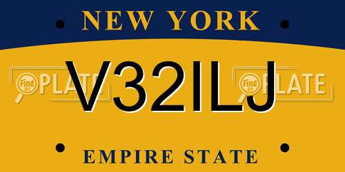 V32ILJ New York License Plate