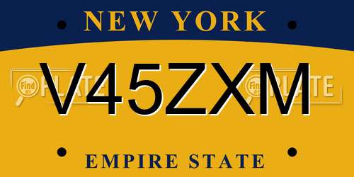 V45ZXM New York License Plate