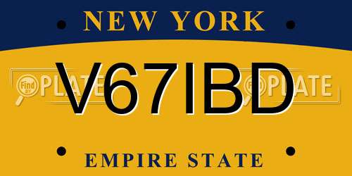 V67IBD New York License Plate