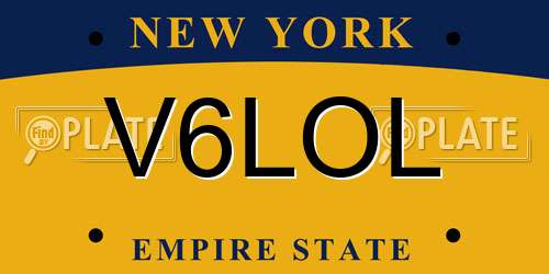 V6LOL New York License Plate