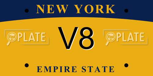 V8 New York License Plate