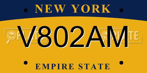 V802AM New York License Plate