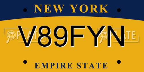 V89FYN New York License Plate