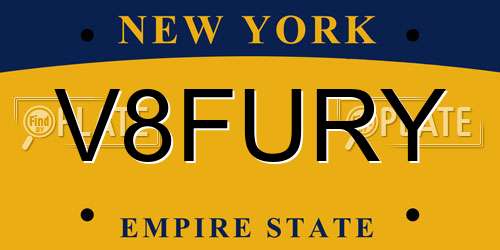 V8FURY New York License Plate