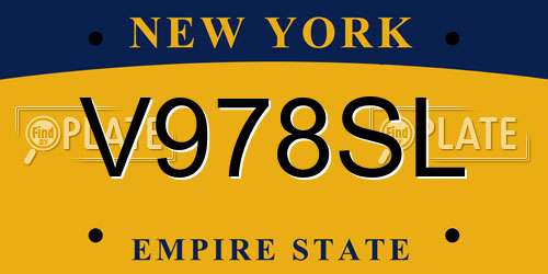 V978SL New York License Plate