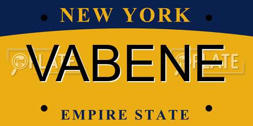 VABENE New York License Plate
