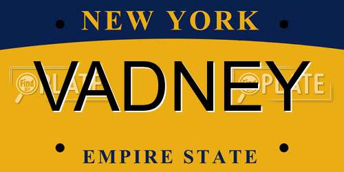VADNEY New York License Plate