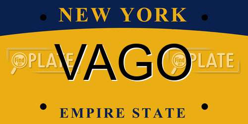 VAGO New York License Plate