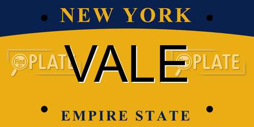 VALE New York License Plate