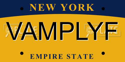 VAMPLYF New York License Plate