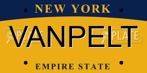 VANPELT New York License Plate