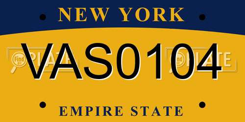VAS0104 New York License Plate