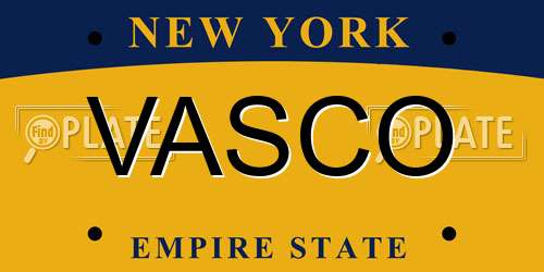VASCO New York License Plate