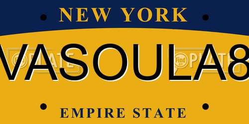 VASOULA8 New York License Plate