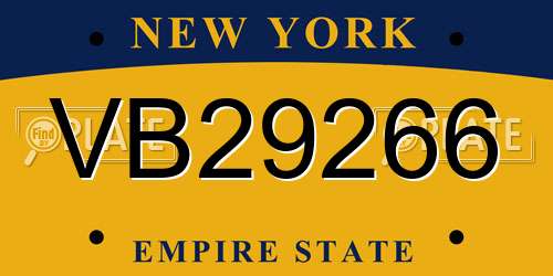 VB29266 New York License Plate