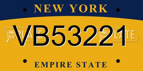 VB53221 New York License Plate