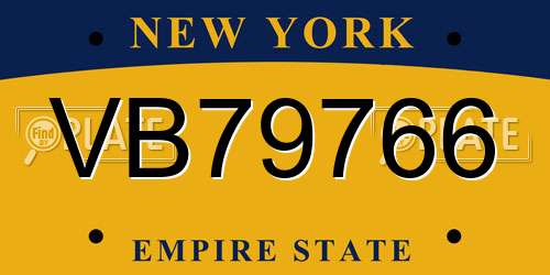 VB79766 New York License Plate