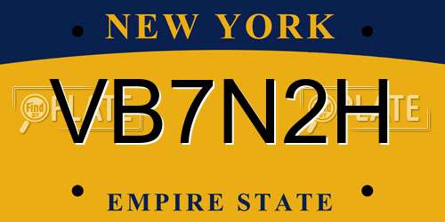 VB7N2H New York License Plate