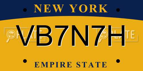 VB7N7H New York License Plate