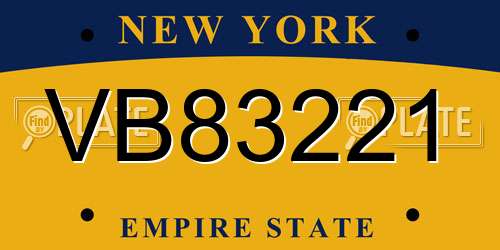 VB83221 New York License Plate