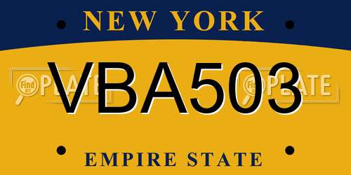 VBA503 New York License Plate