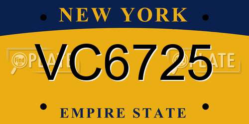 VC6725 New York License Plate