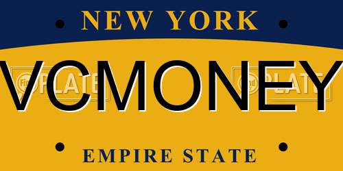 VCMONEY New York License Plate